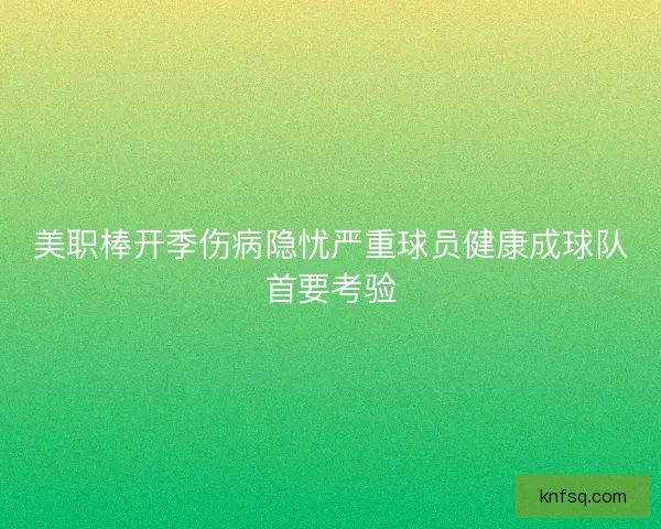 美职棒开季伤病隐忧严重球员健康成球队首要考验